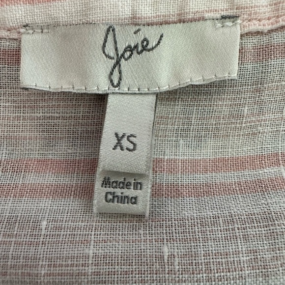 Joie Bekette Top in Blush Sand Striped Linen Blend Blouse (973) - Picture 11 of 13